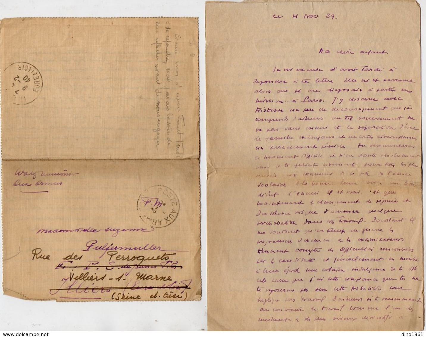 VP14.760 - MILITARIA - Guerre 39 / 45 - 2 Lettres Du Pasteur J.M. WALTZ Aumonier Militaire ......SP 310 - Documenti