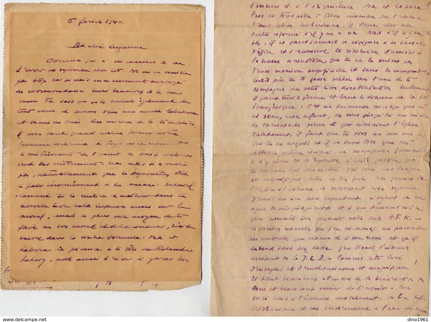 VP14.760 - MILITARIA - Guerre 39 / 45 - 2 Lettres Du Pasteur J.M. WALTZ Aumonier Militaire ......SP 310 - Documents