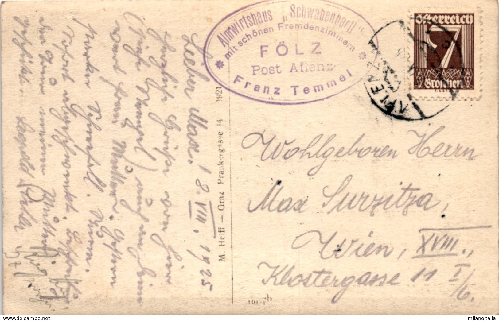 Mitteralm U. Edelspitzen V. Wetterkogel (3420) * Karte Von 1921 * 9. 8. 1925 - Alfenz