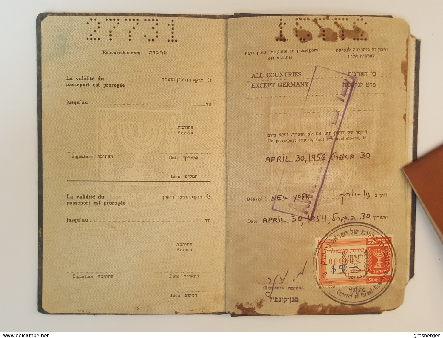 Judaica Israel Jewish Women Passport Reisepass 1955 Juif - Documents Historiques