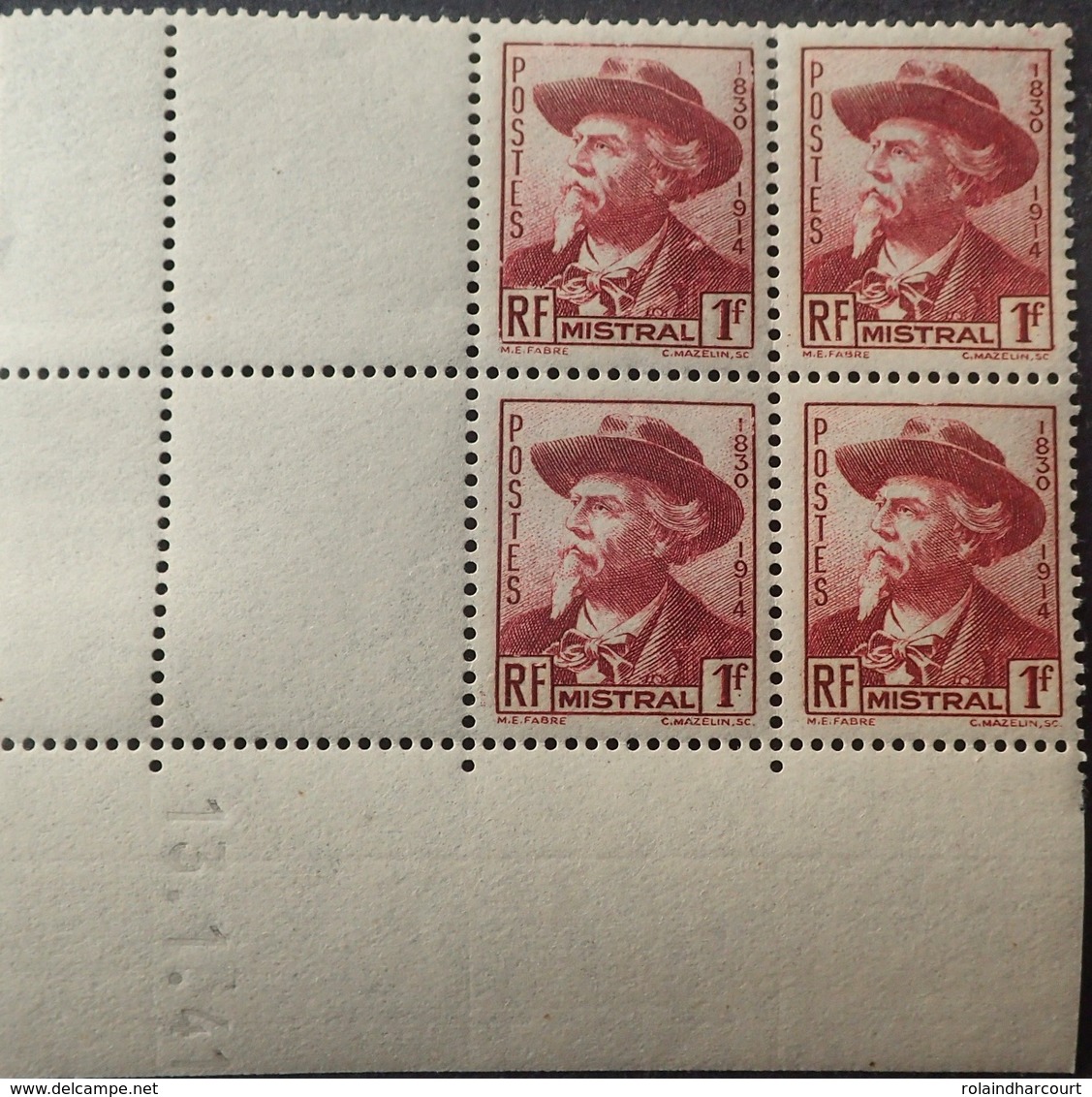 R1947/89 - 1941 - F. Mistral - N°495 TIMBRES NEUFS** CdF Daté - 1940-1949