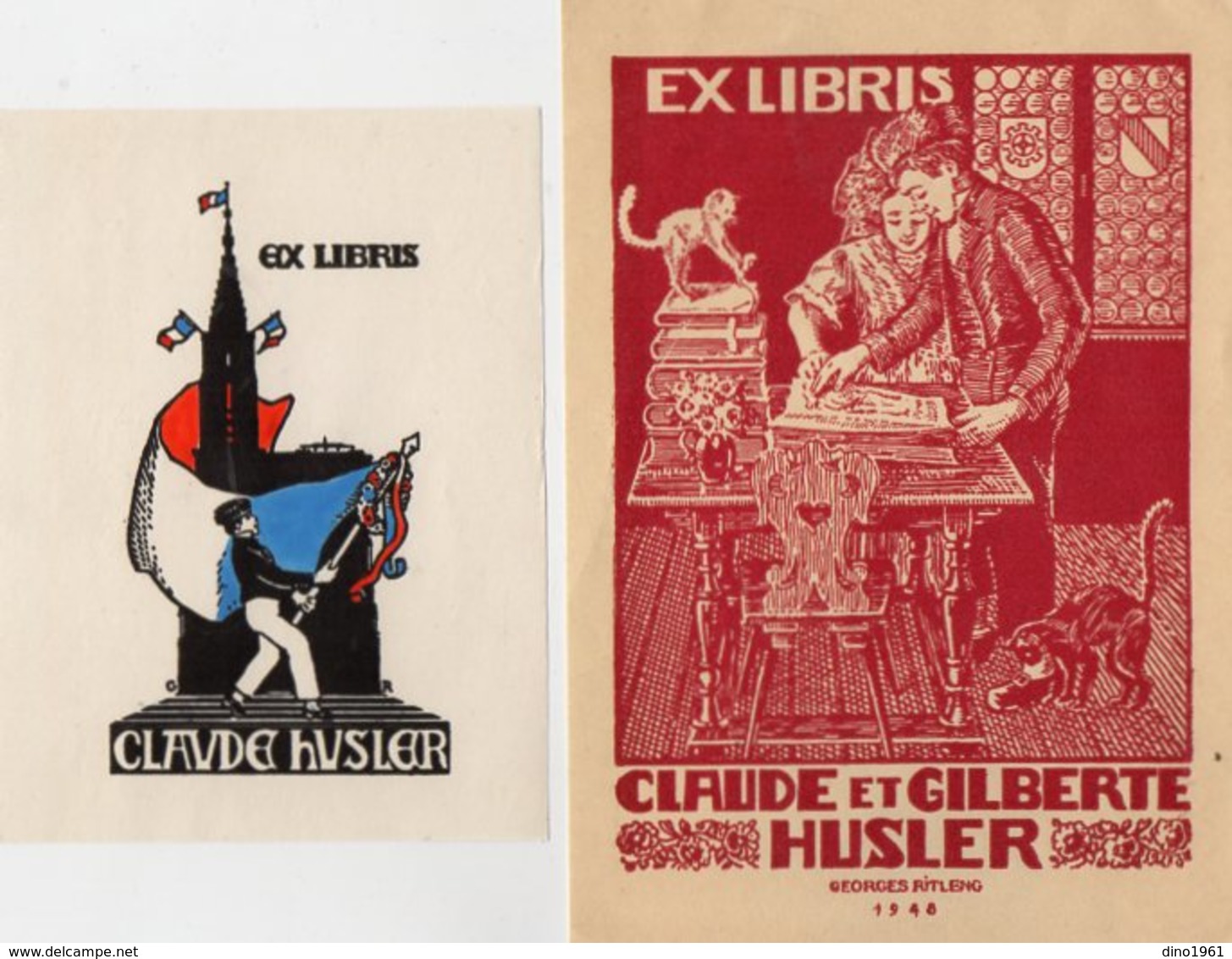 VP14.761 - 1942 / 48 : Ex - Libris : Claude Et Gilberte HUSLER - Georges RITLENG - Bookplates