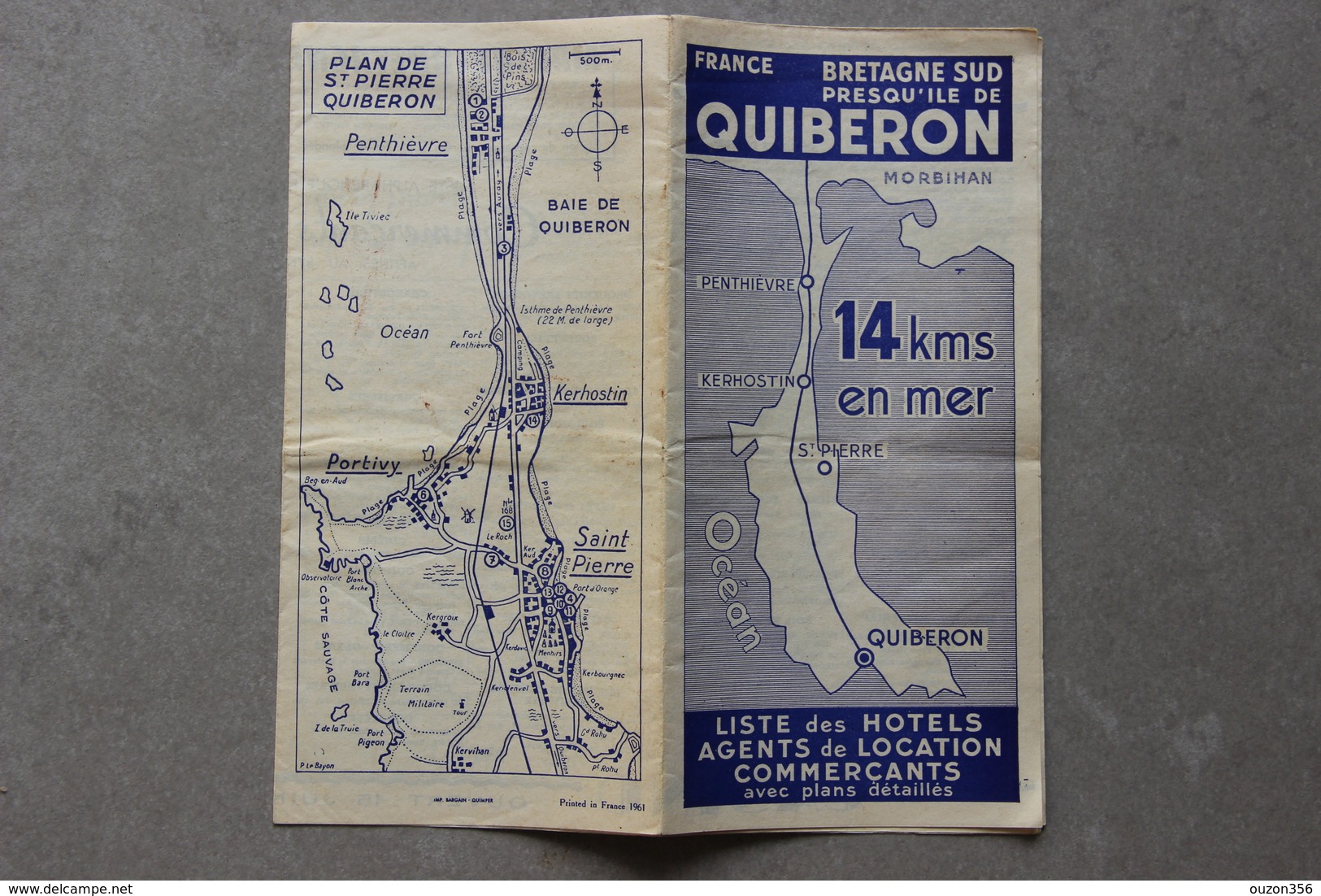 Presqu'île De Quiberon (Morbihan), Liste Des Hôtels, Agents De Location, Commerçants, 1961 - Dépliants Touristiques