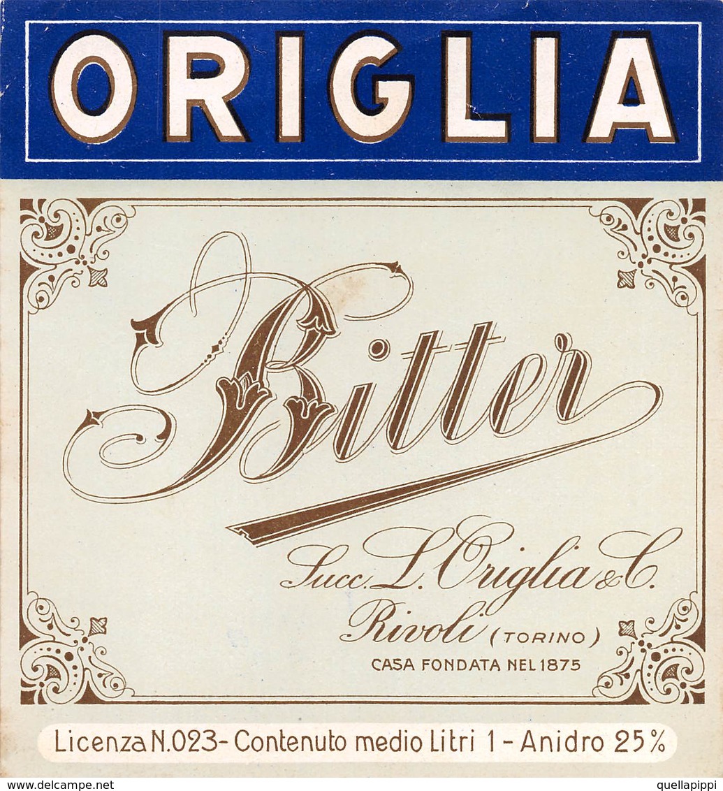 D9240 "ORIGLIA - BITTER - LUCC. L. ORIGLIA & C. - RIVOLI TORINO".  ETICHETTA ORIGINALE. - Altri & Non Classificati