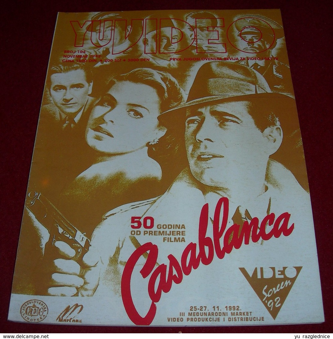 Humphrey Bogart Ingrid Bergman Casablanca - YU Video - Yugoslavian November 1992 RARE - Magazines