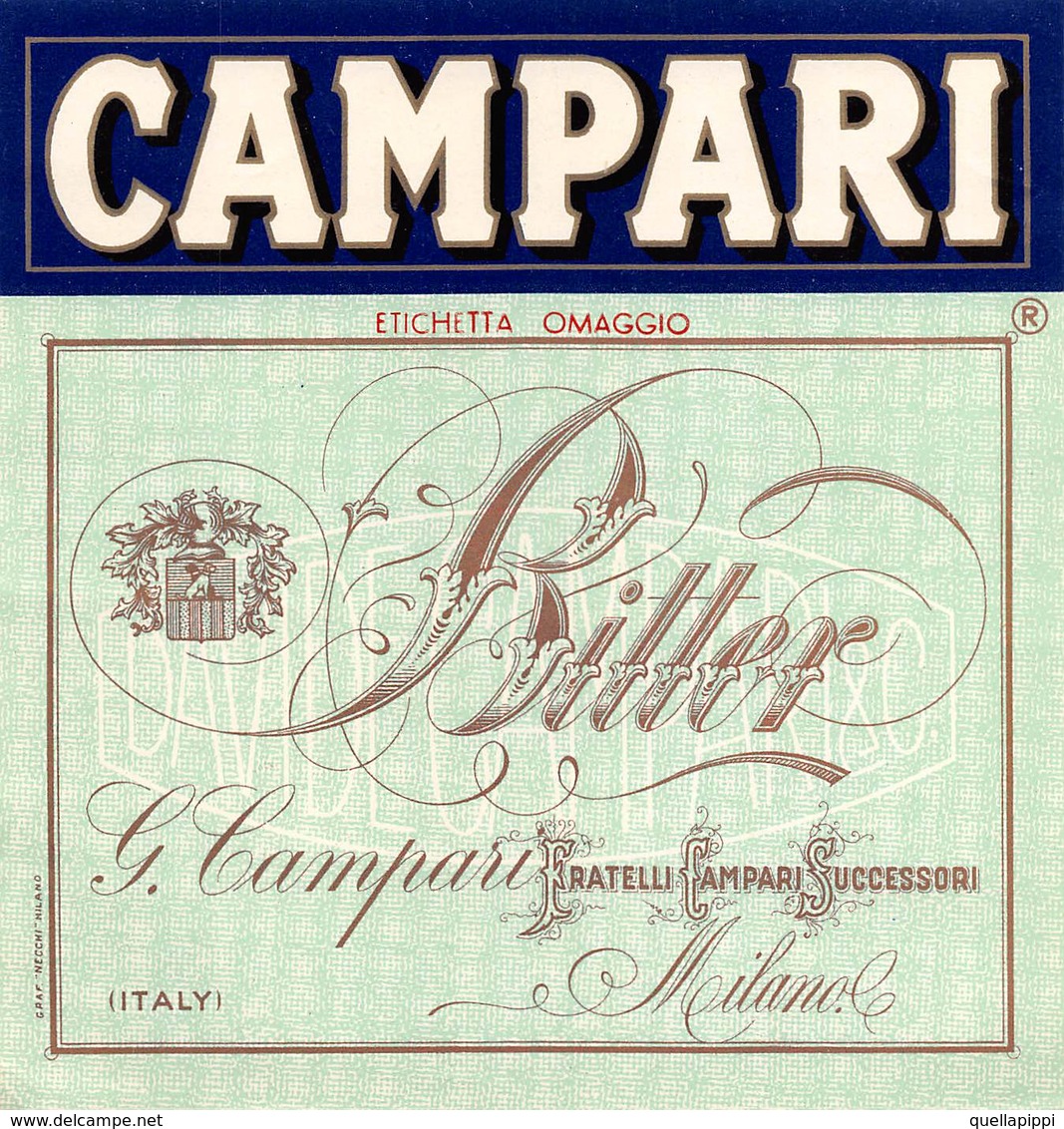 D9242 "CAMPARI - BITTER  -G. CAMPARI - FRATELLI CAMPARI LUCCESSORI".  ETICHETTA ORIGINALE. - Altri & Non Classificati