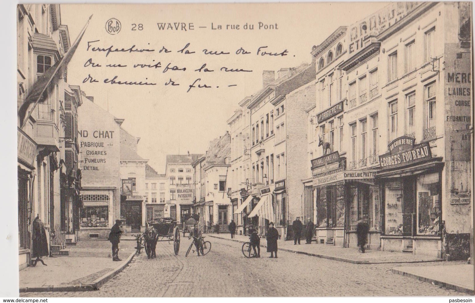 Wavre  La Rue Du Pont  Enseigne Droguerie Georges Foureau - Waver