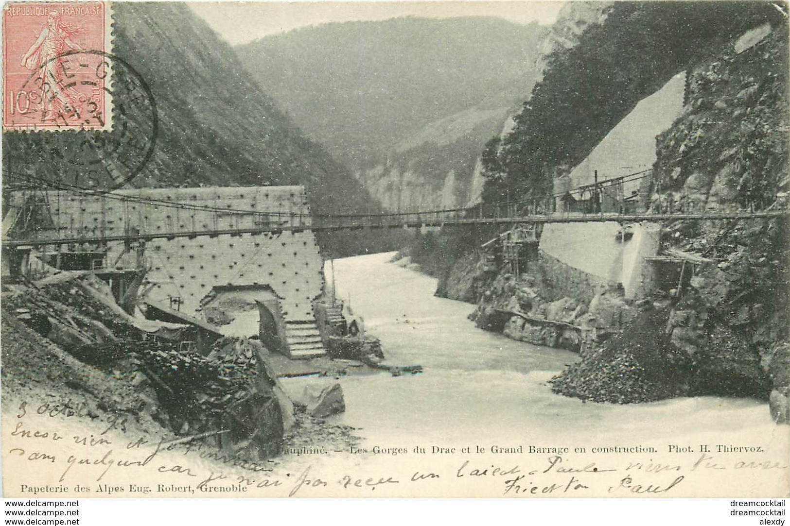 WW 38 LA MURE. Le Grand Barrage En Construction Dans Les Gorges Du Drac 1903 - La Mure