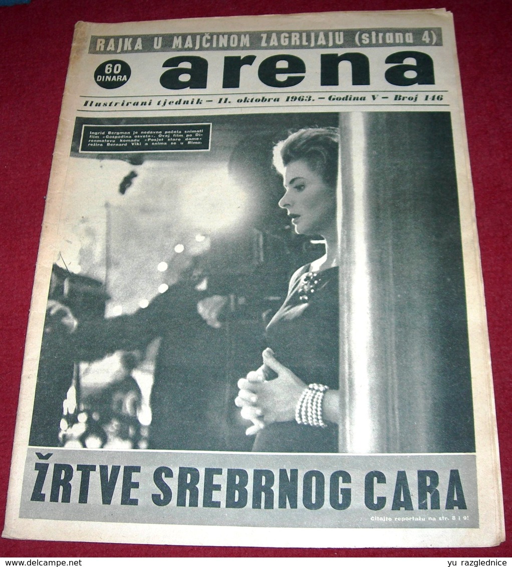 Ingrid Bergman ARENA Yugoslavian October 1963 RARE - Magazines