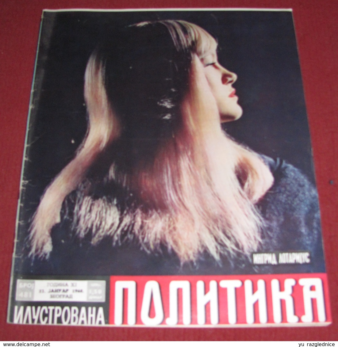 Ingrid Lotarius ILUSTROVANA POLITIKA Yugoslavian January 1968 RARE - Magazines