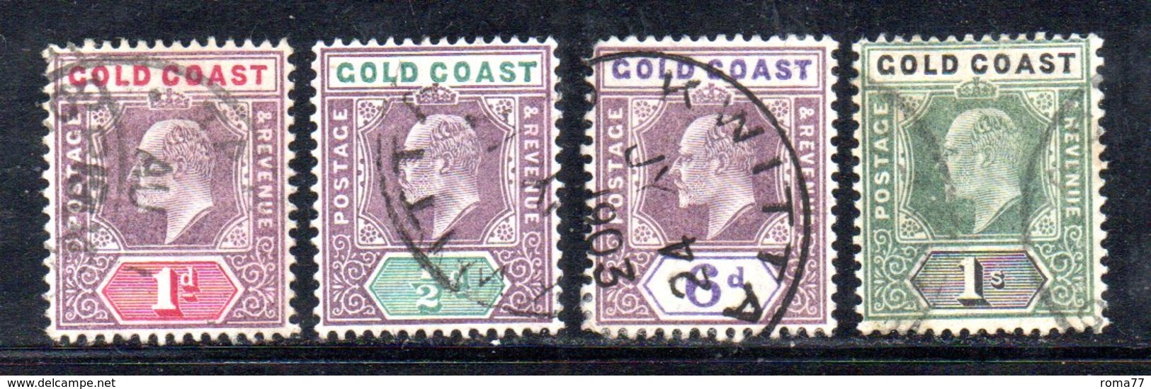 APR352 - GOLD COAST 1902 , 4 Valori Usati  (2380A)  Fil CA - Gold Coast (...-1957)