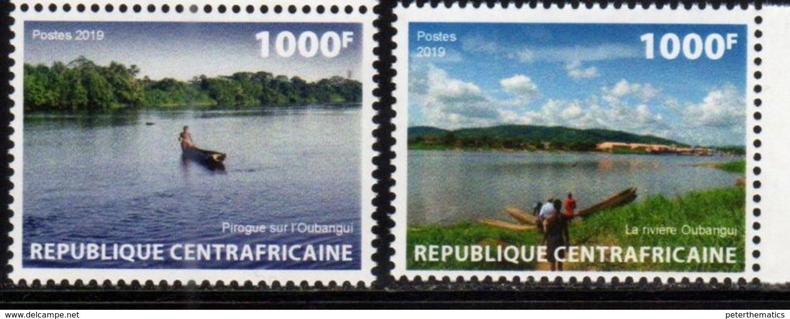 CENTRAL AFRICAN REPUBLIC, CAR, 2019, MNH, OUBANGUI RIVER, CANOES, PIROGUES,2v - Other & Unclassified