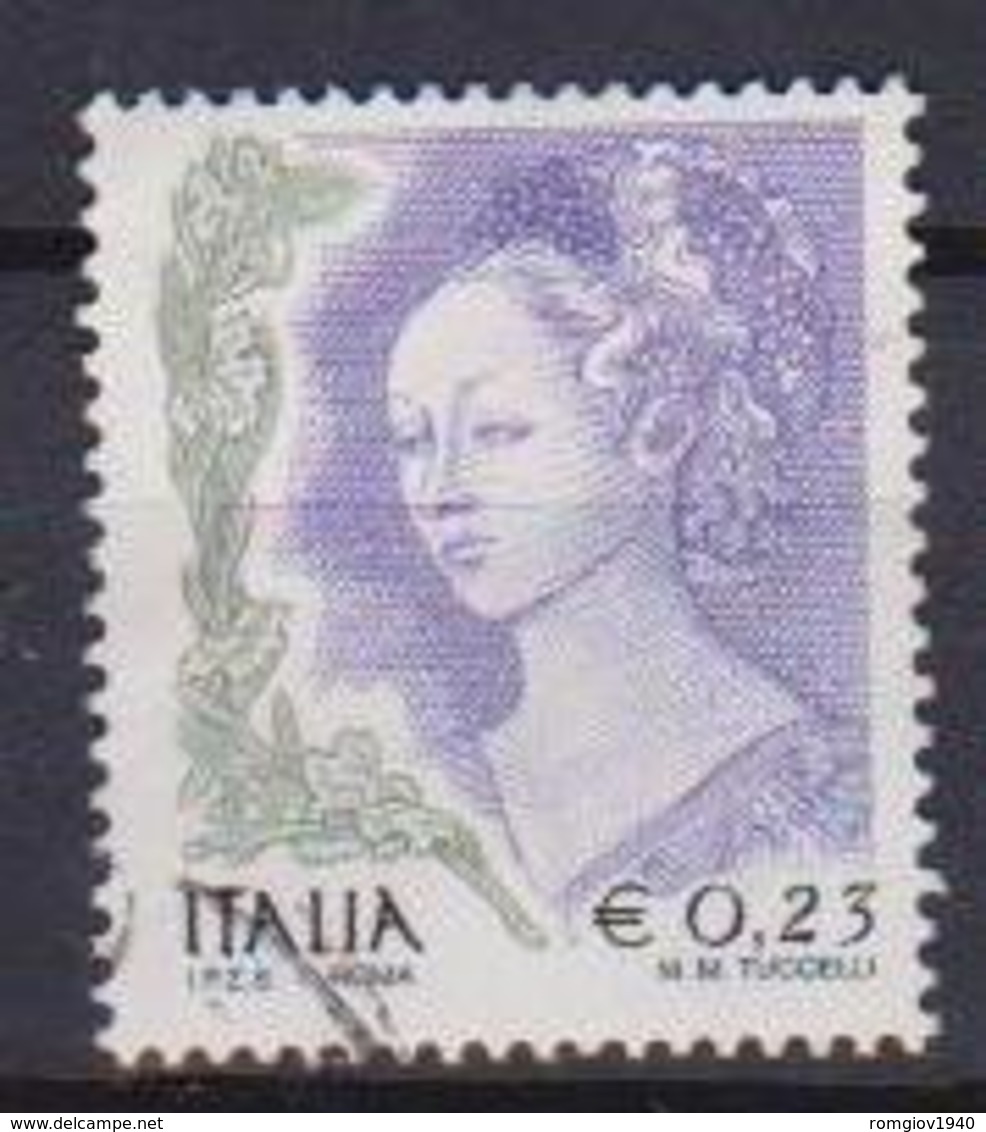 ITALIA  REPUBBLICA 2002 LA DONNA NELL'ARTE SASS. 2588 USATO VF - 2001-10: Usati