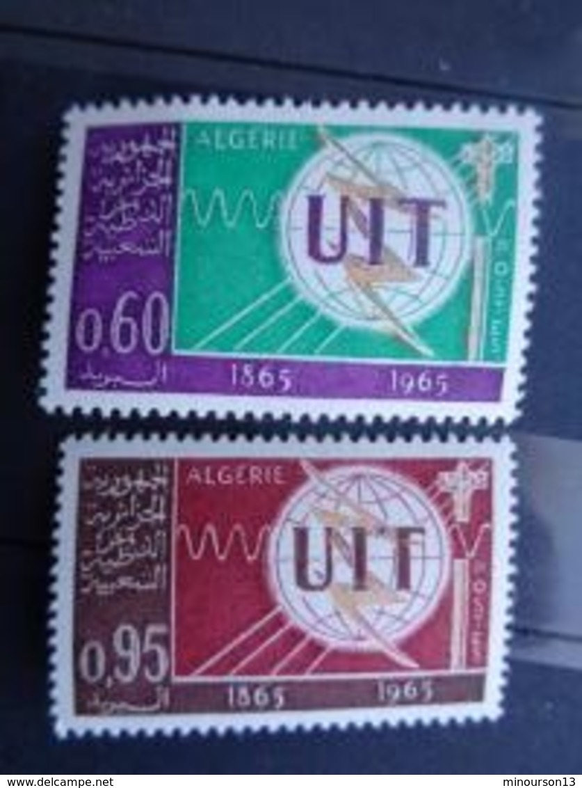 ALGERIE 1965 N° 409 & 410 ** - CENTENAIRE DE L' U.I.T - Algérie (1962-...)