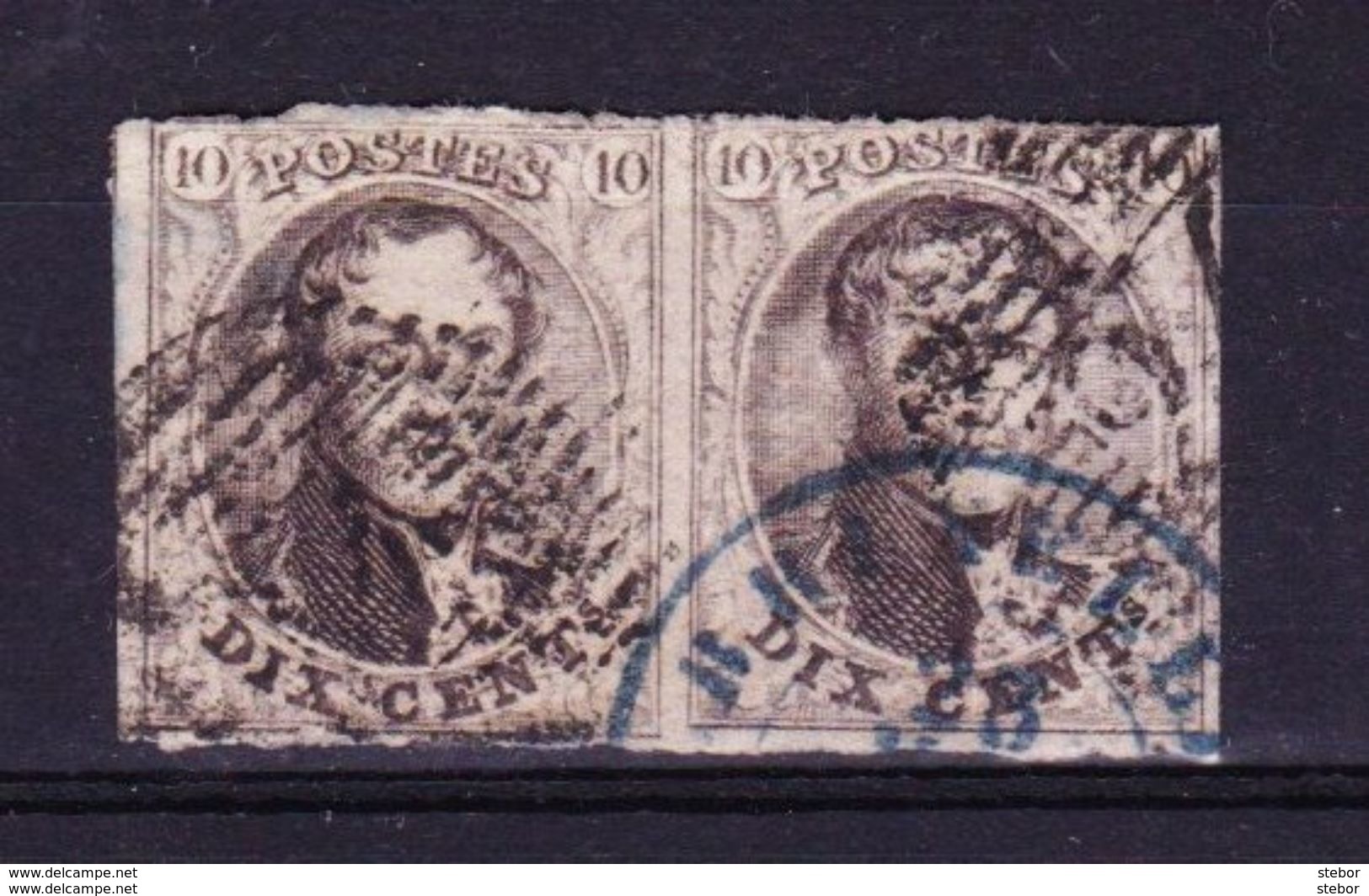 België 1861 Nr 10 In Paar G Nr 24( Brussel ), Lot Krt 3465 - Collections (sans Albums)
