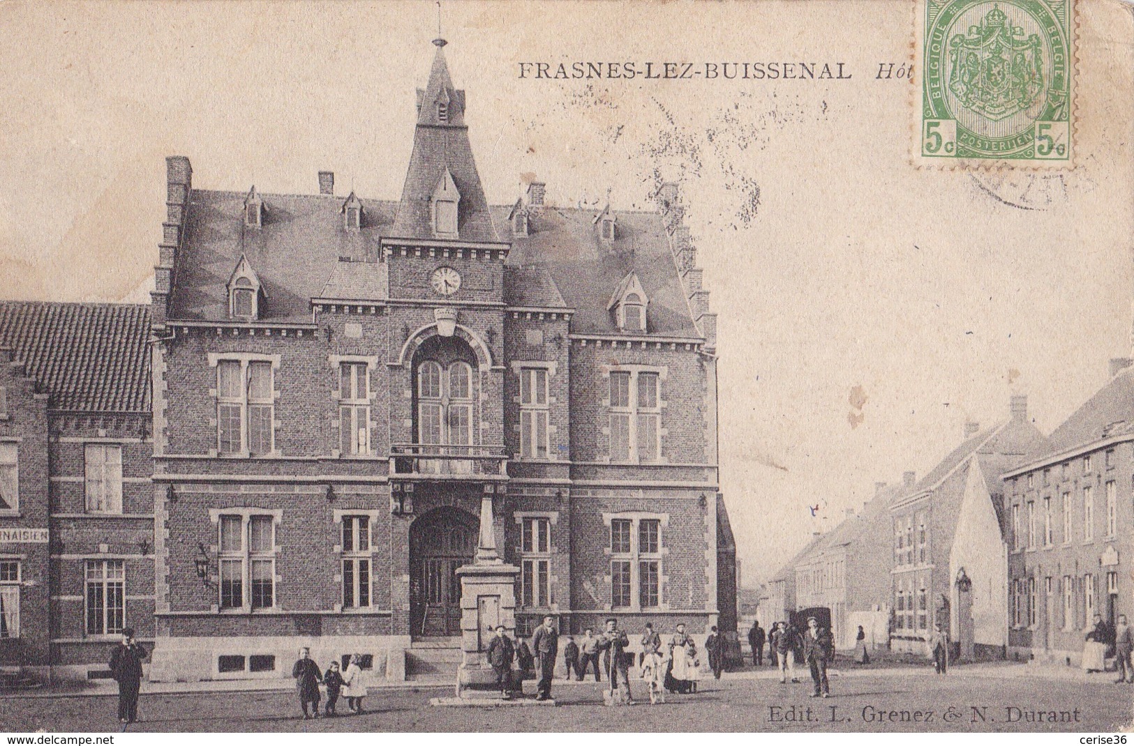 Frasnes-lez-Buissenal Hôtel De Ville Circulée En 1910 - Frasnes-lez-Anvaing