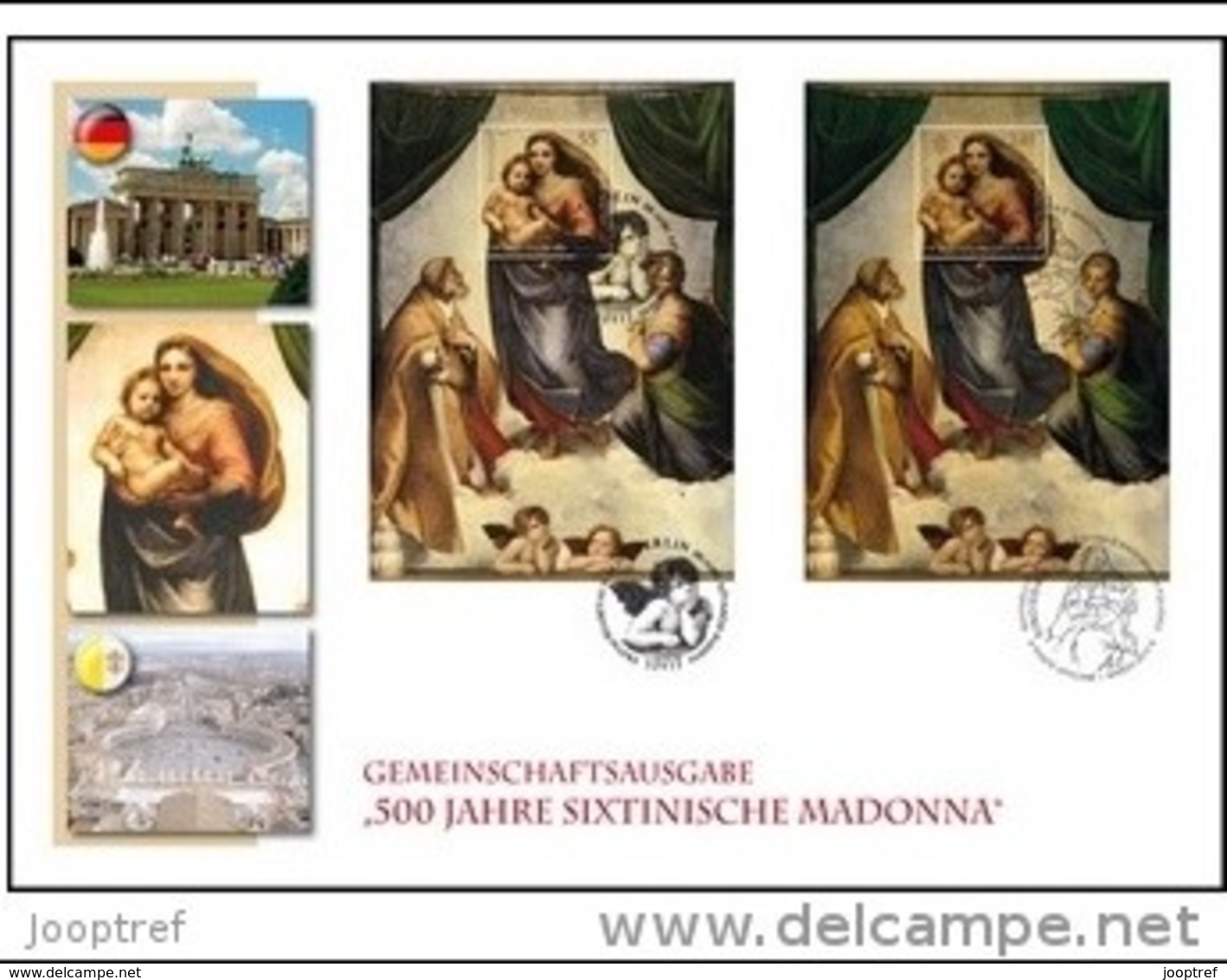 2012 Joint/Congiunta/Gemeinschaftsausgabe Germany Vatican, MIXED FDC BOTH SOUVENISHEETS: Sistina Madonna - Emisiones Comunes