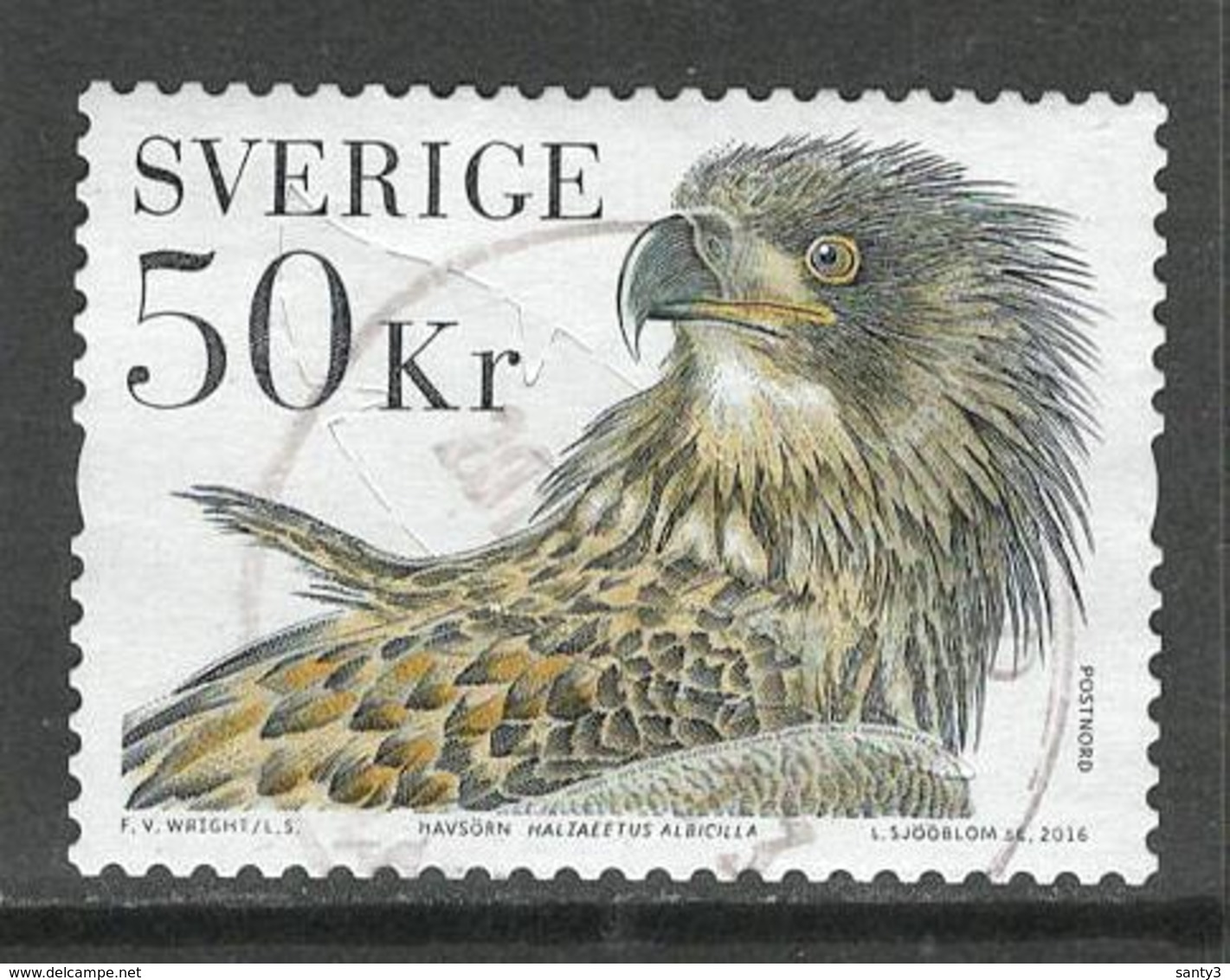 Zweden, Yv 3065 Jaar 2016, Hoge Waarde, Roofvogels,  Gestempeld, Zie Scan - Oblitérés