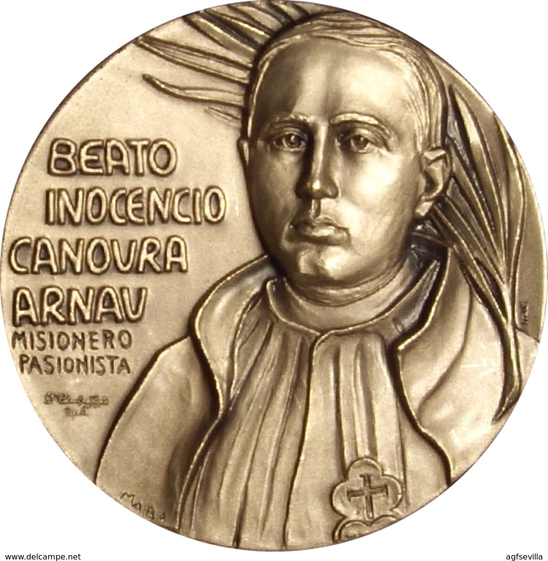 MEDALLA BEATIFICACIÓN INOCENCIO CANOURA ARNAU. MISIONERO Y MÁRTIR PASIONISTA. 1.990. C/CAJA. ESPAGNE. SPAIN MEDAL - Professionnels/De Société