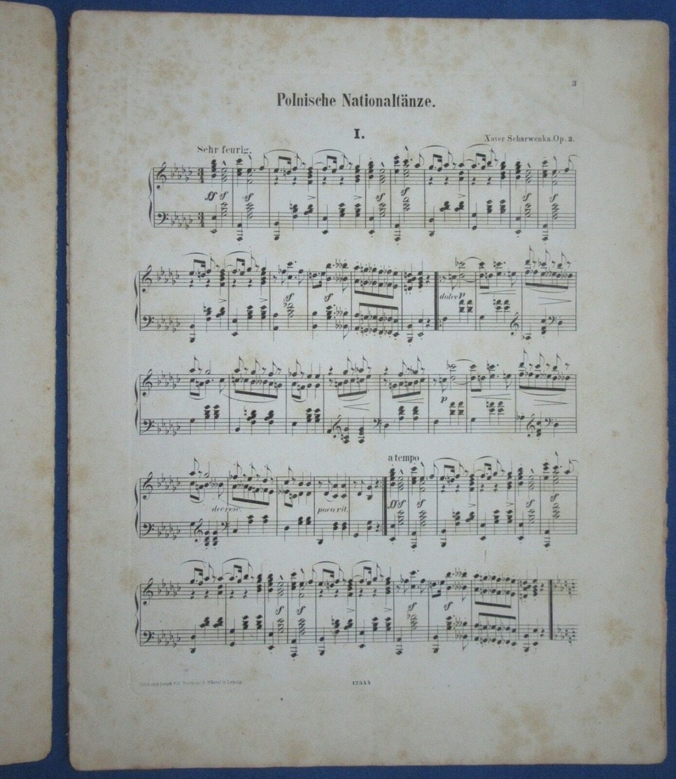 CAF CONC CLASSIQUE POLOGNE PIANO GF PARTITION XIX XAVER SCHARWENKA POLNISCHE NATIONALTANZE COMTESSE ANNA KALCKREUTH 1871 - Autres & Non Classés