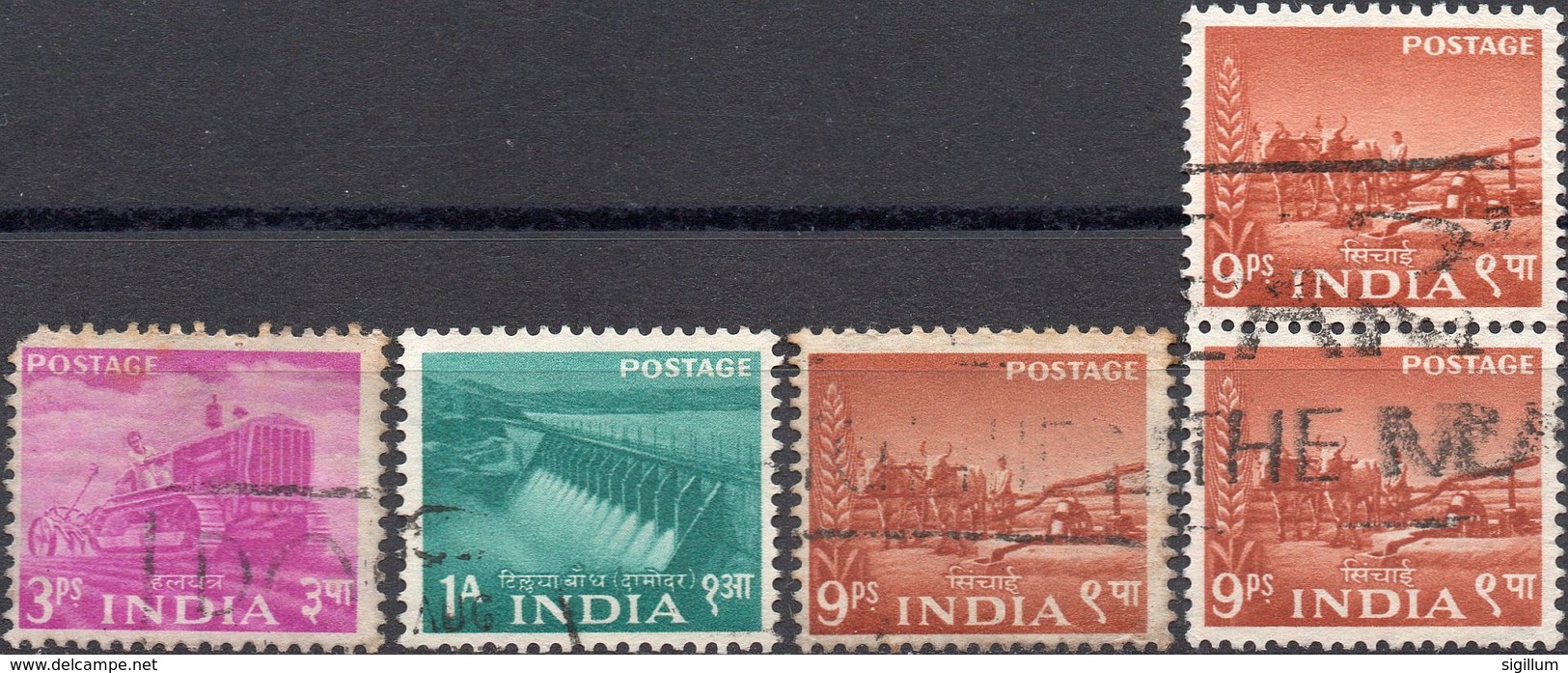 INDIA 1955 - PIANO QUINQUENNALE - 5 VALORI USATI - Usati