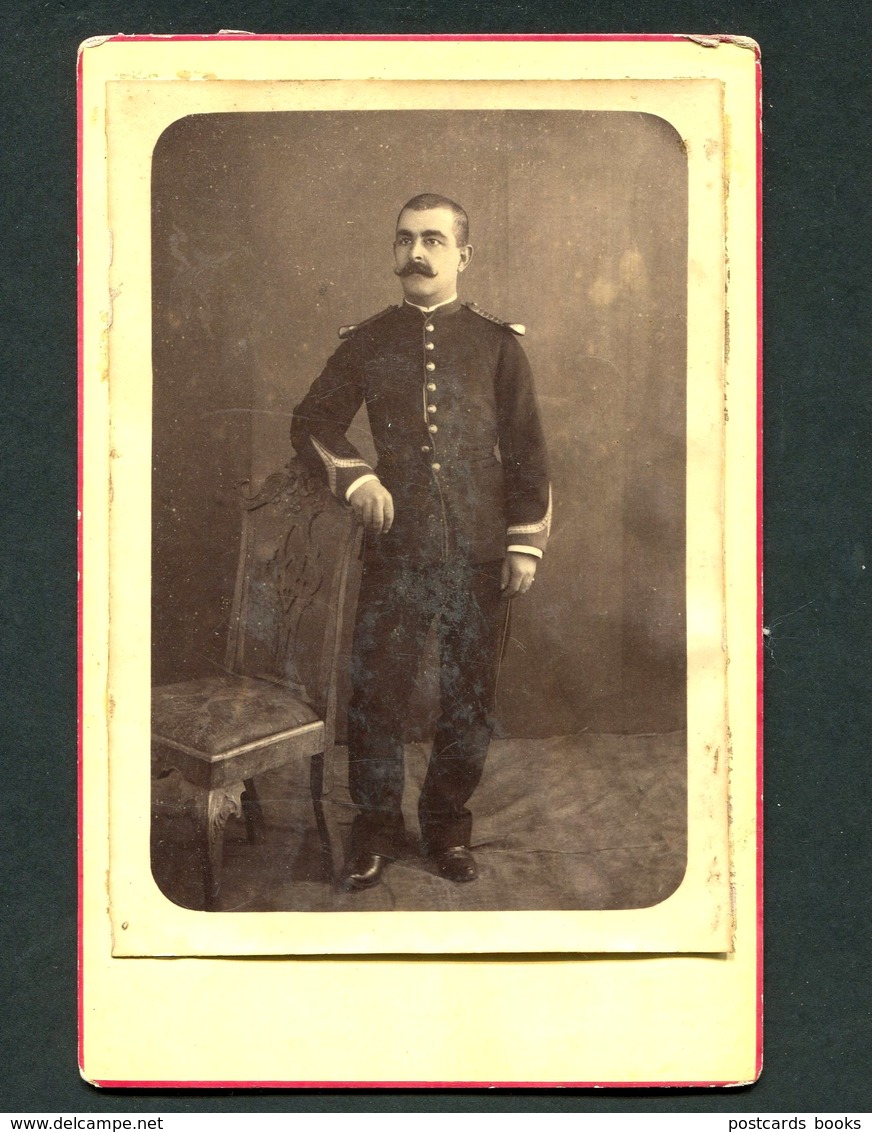 Fotografia Antiga MILITAR C/dedicatoria. Photographo T.A.PACHECO Bragança. Old Cabinet Photo PORTUGAL 1885 - Anciennes (Av. 1900)
