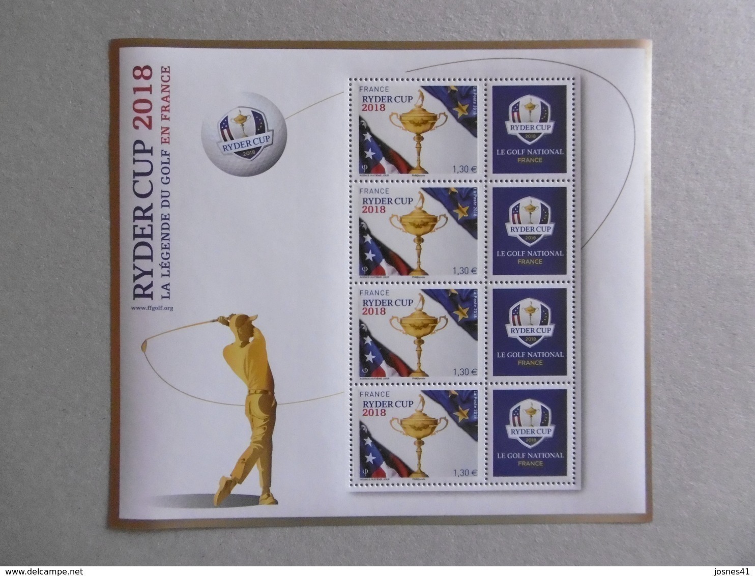 FRANCE  2018    BF142 * *    RYDER CUP 2018   LA LEGENDE DU GOLF EN FRANCE BLOCS NEUFS LUXES - Mint/Hinged