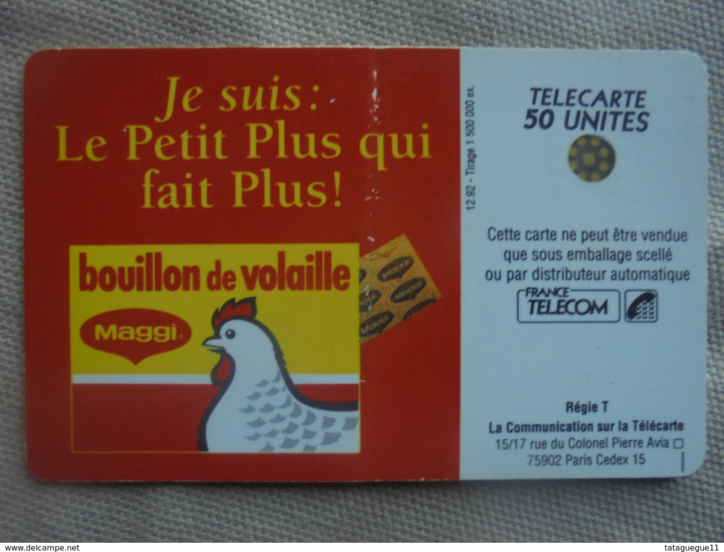 Télécarte 50 Unités Maggi Bouillon De Volaille 12/92 - Alimentation