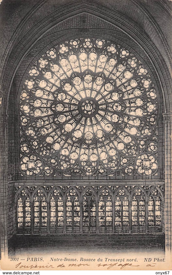 Carte Postale  PARIS  (75) Cathédrale Notre-Dame 1163-1260 Rosace  Transept Nord (Eglise-Religion) - Eglises