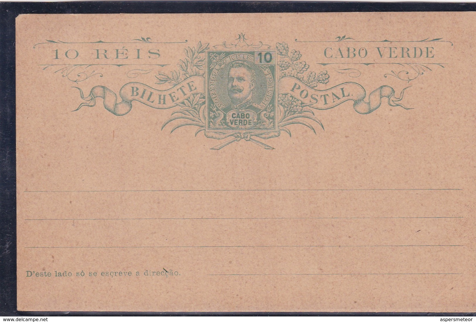 10 REIS CABO VERDE. ENTERO POSTAL ENTIER POSTAL STATIONERY 1900s - BLEUP - Kap Verde