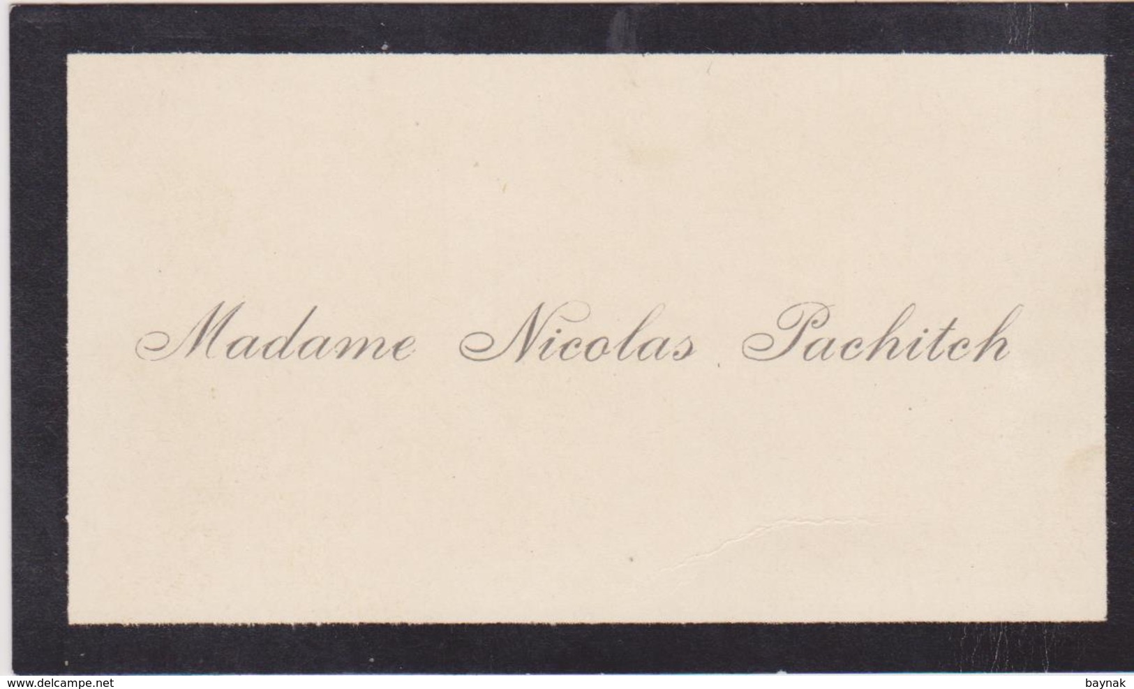 KINGDOM OF YUGOSLAVIA , BEOGRAD  ~  VISITING CARD  --   MADAME NICOLAS PACHITCH - Visitenkarten
