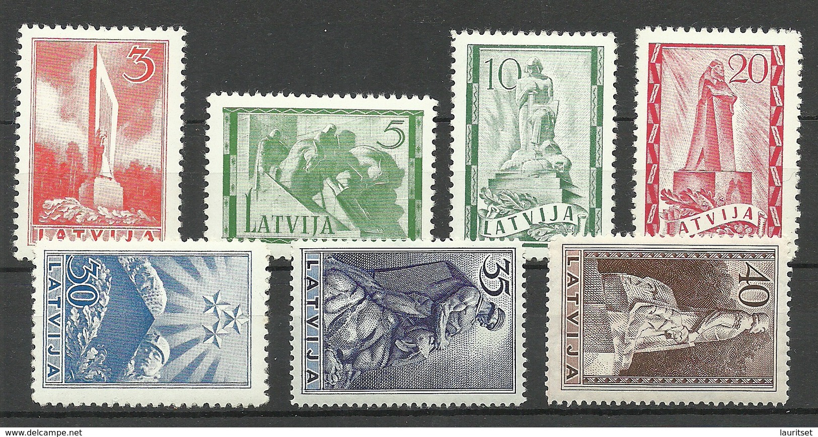 LETTLAND Latvia Lettonie 1937 Michel 246 - 252 Monuments * - Lettland