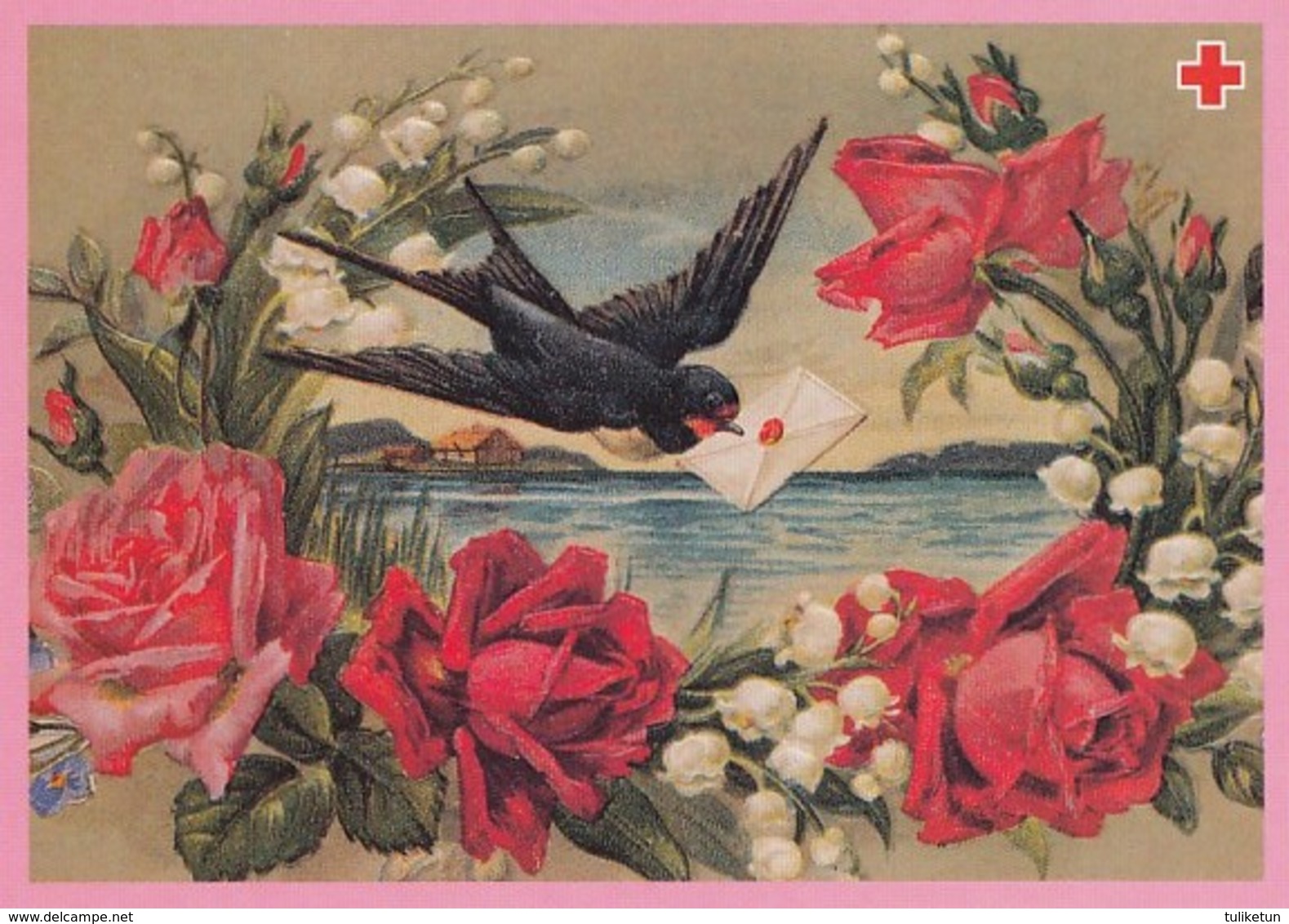 Postal Stationery - Flowers - Roses - Bird - Starling Bringing Envelope - Red Cross 2000 - Suomi Finland - Postage Paid - Interi Postali