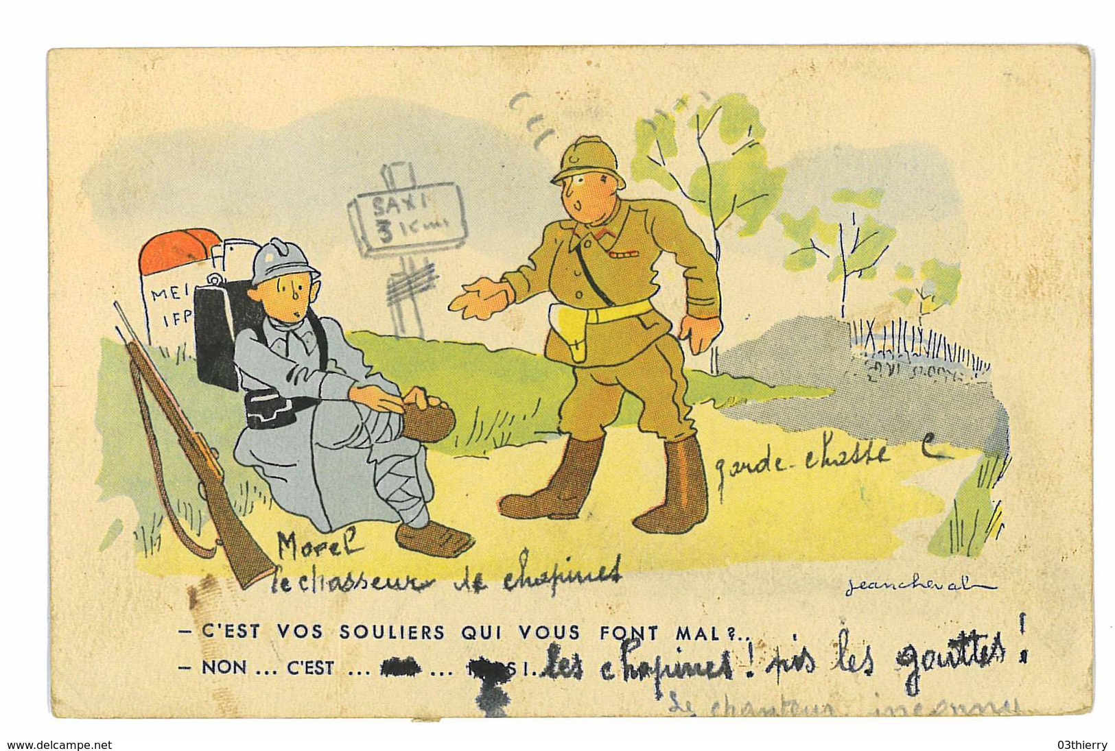 CPA ILLUSTRATEUR JEAN CHEVAL HUMOUR MILITAIRE  THEME ALCOOL VIN - Cheval