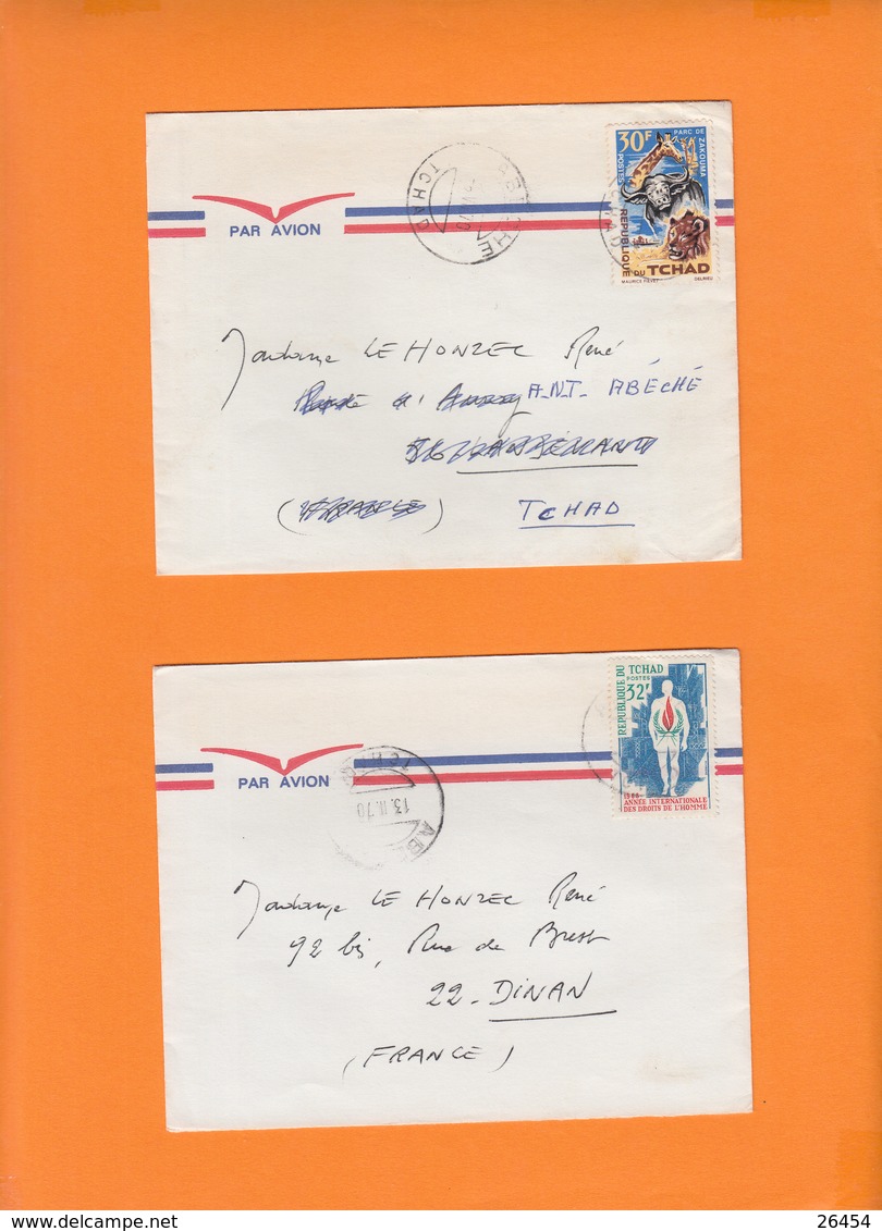 TCHAD Lot De 2 Lettres  De ABECHE 1970 D'un Capitaine Pour La Bretagne 22 Et 56 - Tchad (1960-...)