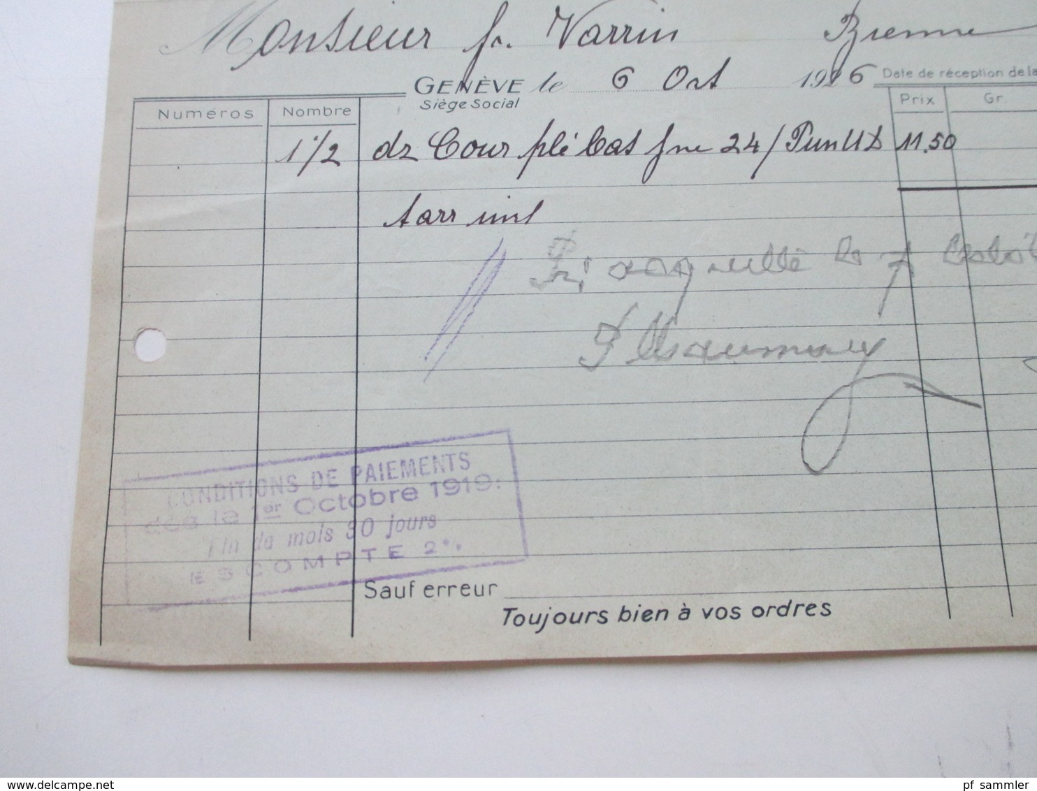 Schweiz 1924 / 26 4 Rechnungen La Nationale S.A. Usines a geneve & Champagne Fabrication Assortiment Securitas