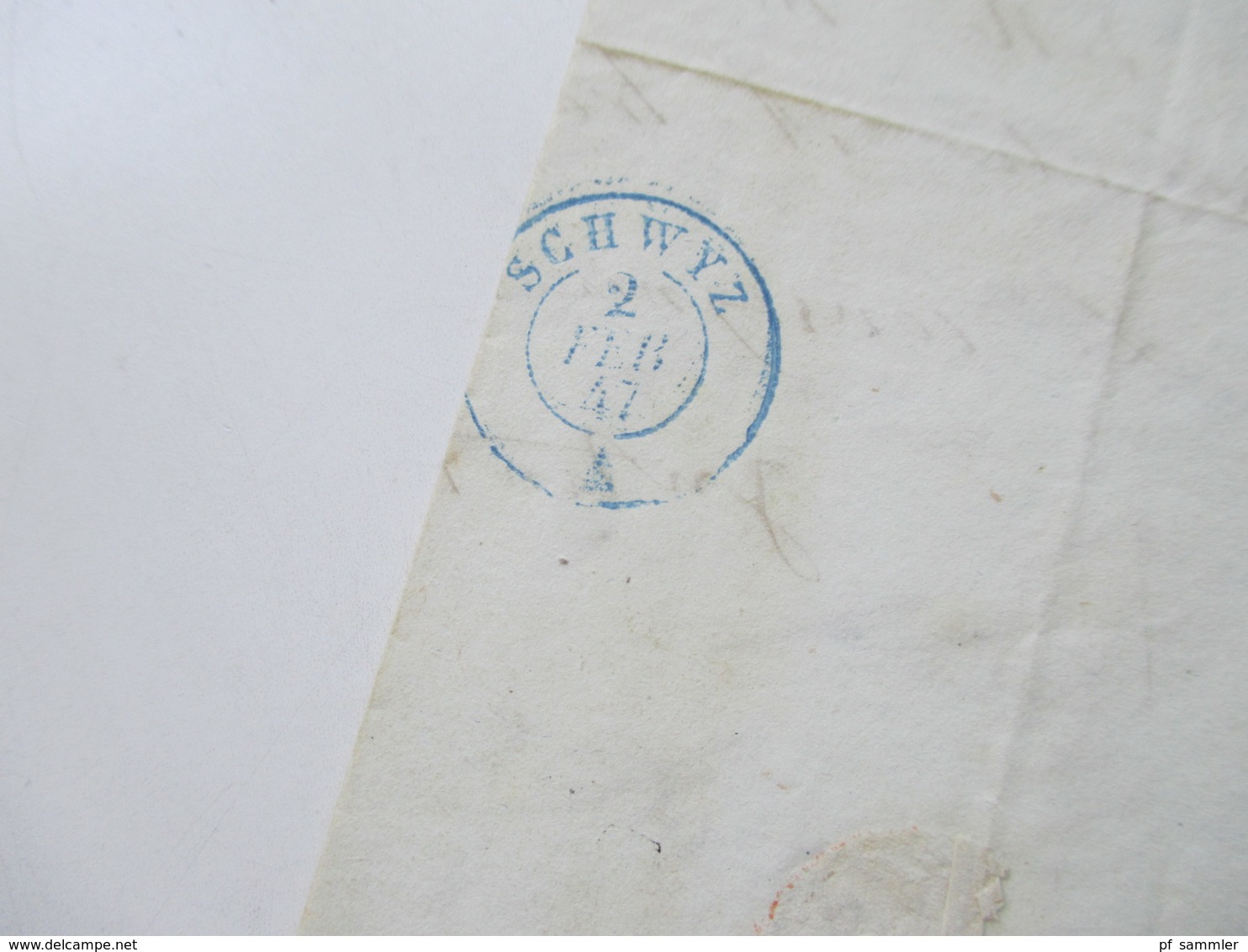 Schweiz 1847 Markenloser Brief / Bartaxe / Taxvermerk Und Blauer Stempel K2 Schwyz 2. Feb 47 - 1843-1852 Poste Federali E Cantonali