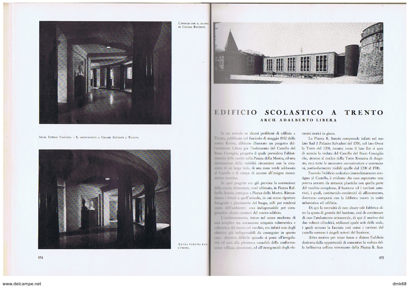 ARCHITETTURA / FASCISMO - MASSIMO PIACENTINI - 1935 - TRENTO / TORRE LITTORIA MILANO / MOSTRA SPORT ITALIANO A MILANO - Art, Design, Decoration