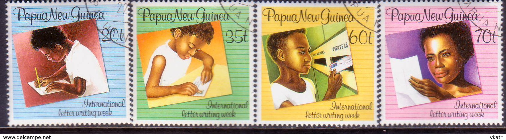 PAPUA NEW GUINEA 1989 SG #589-92 Compl.set Used Int. Letter Writing Week - Papouasie-Nouvelle-Guinée