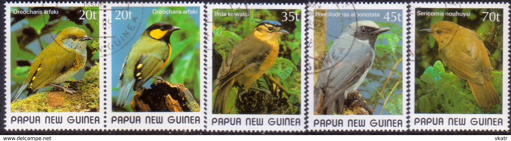 PAPUA NEW GUINEA 1989 SG #597-601 Compl.set Incl. Pair 597-98 Used Small Birds (2nd Series) - Papua New Guinea