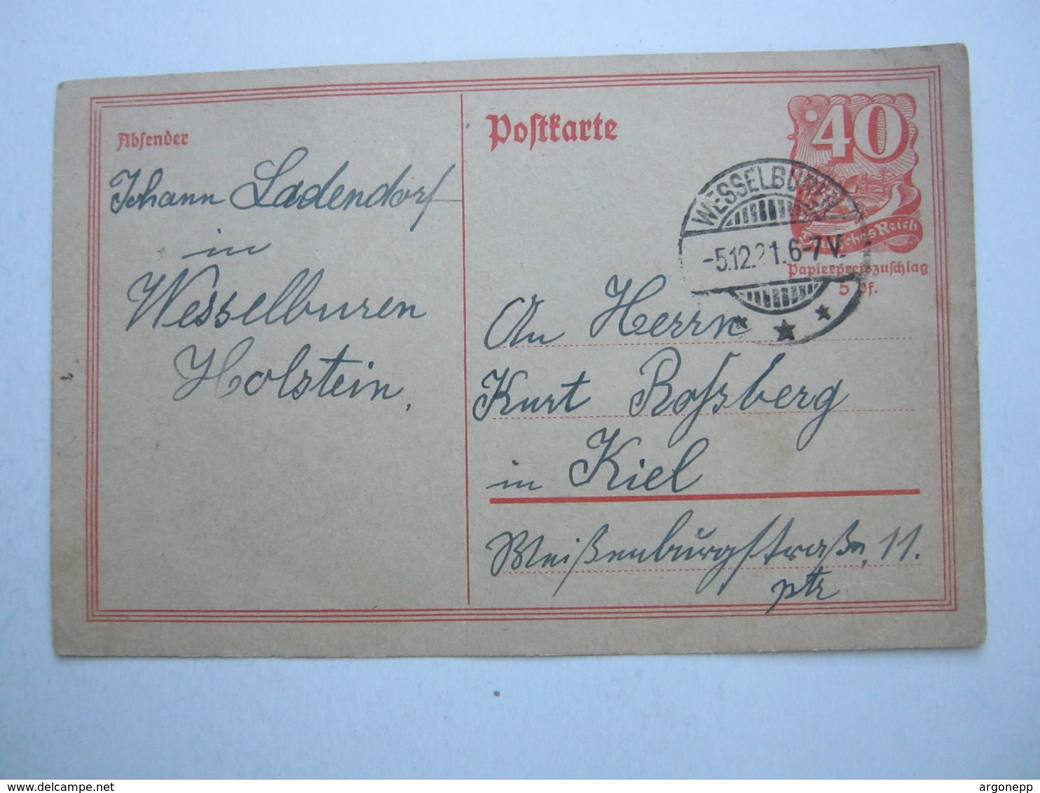 1921 , WESSELBUREN , Klarer Ortsstempel Auf   Karte - Briefe U. Dokumente