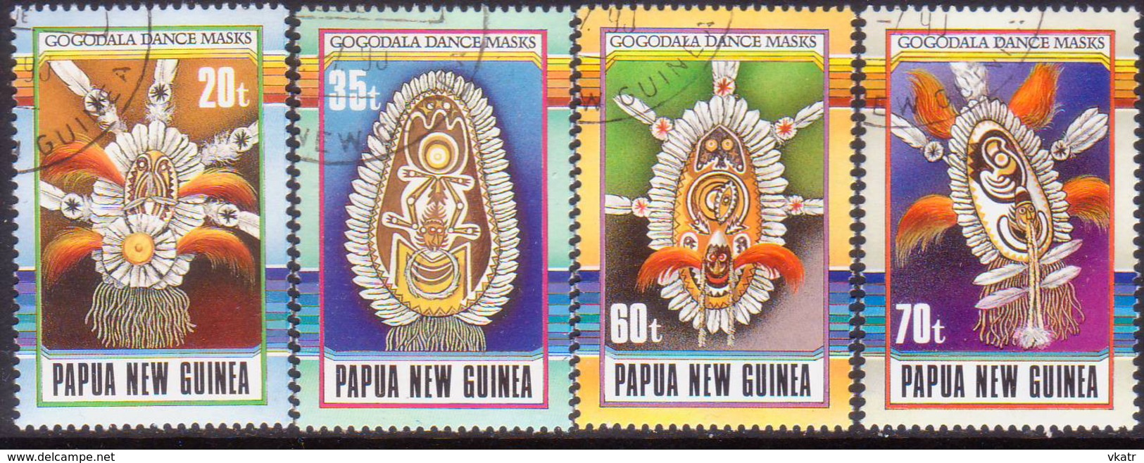 PAPUA NEW GUINEA 1990 SG #617-20 Compl.set Used Gogodala Mask Dance - Papua New Guinea