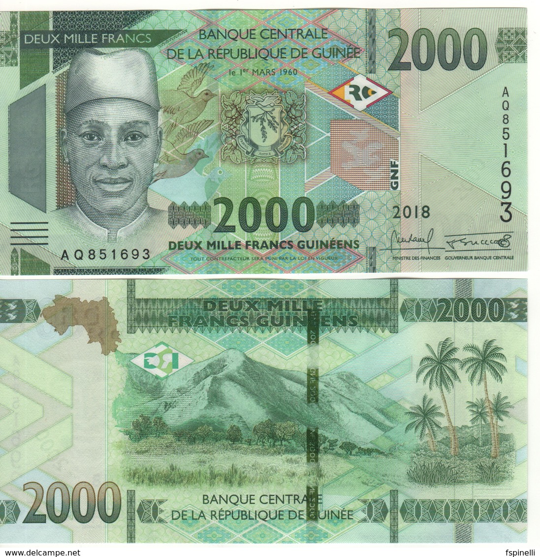 GUINEA  New 2'000  Francs Guinees  PNew   (2018)  UNC - Guinée