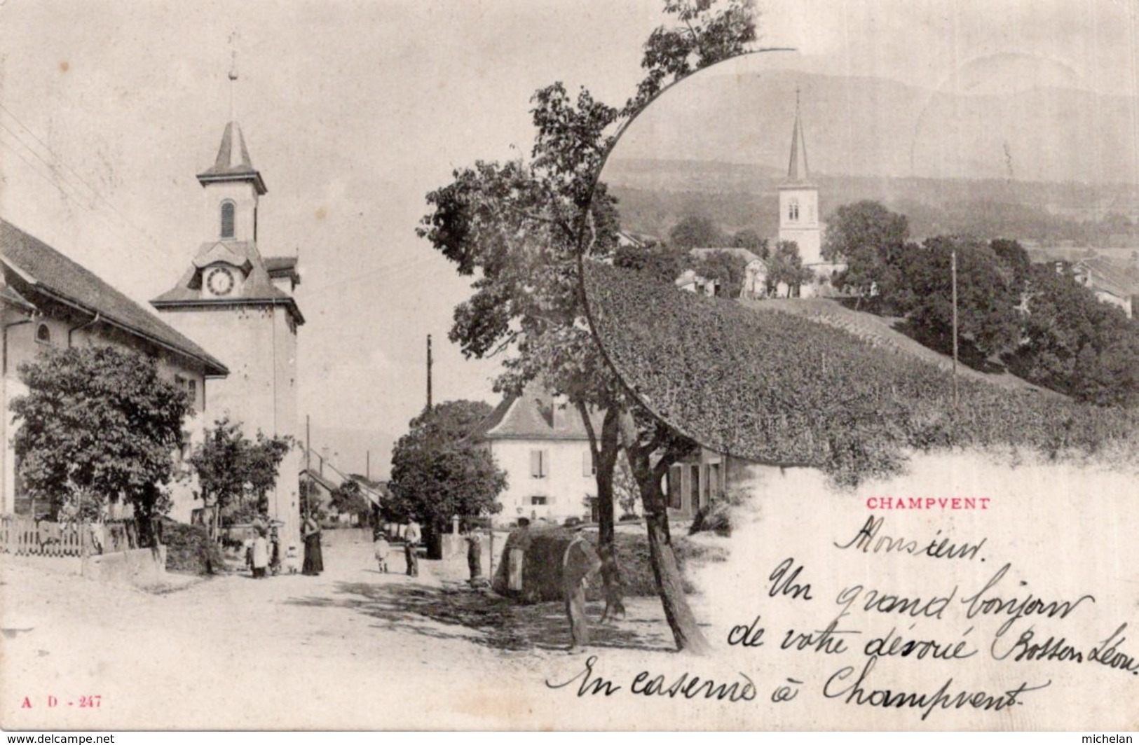 CPA   SUISSE---CHAMPVENT---1903---TAMPON QUARTIER-MAITRE DU BATAILLON D' INFANT. N° 15 - Champvent 