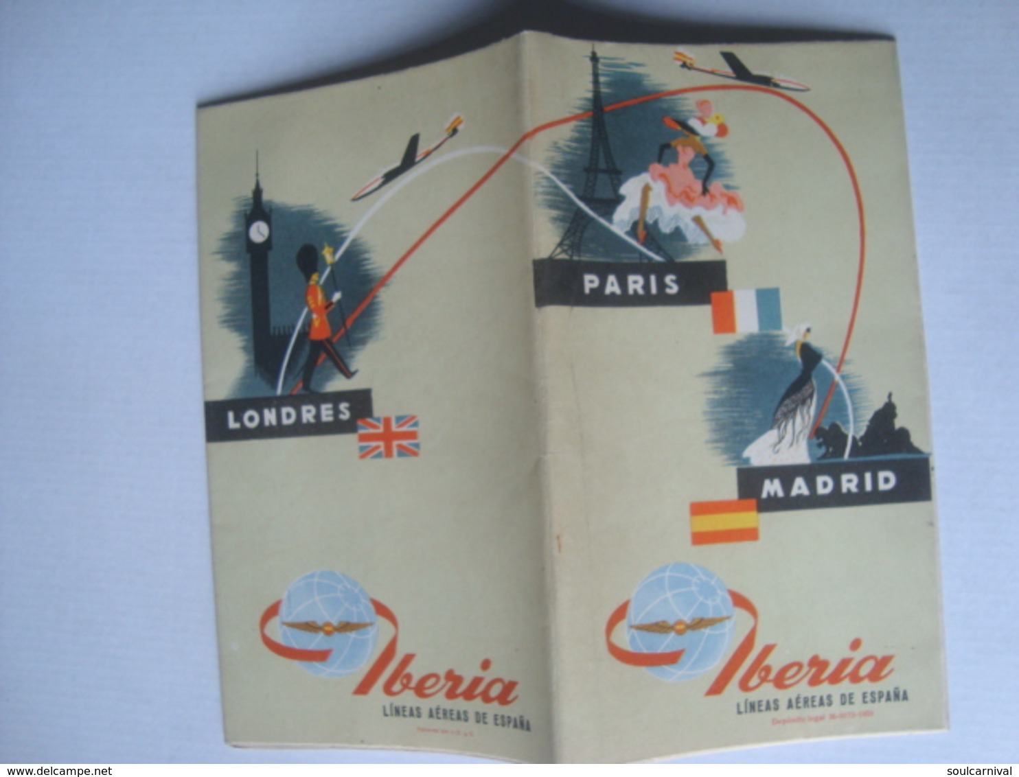 IBERIA, LÍNEAS AÉREAS DE ESPAÑA. MADRID-PARÍS-LONDRES - ESPAÑA / SPAIN, 1959. - Advertisements