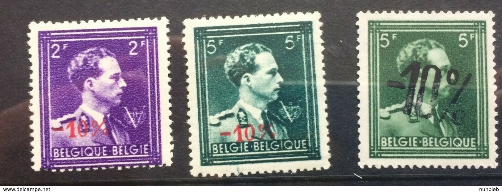 BELGIUM 1930`s Leopold 3 Examples With 10% Overprints MNH - Unused Stamps