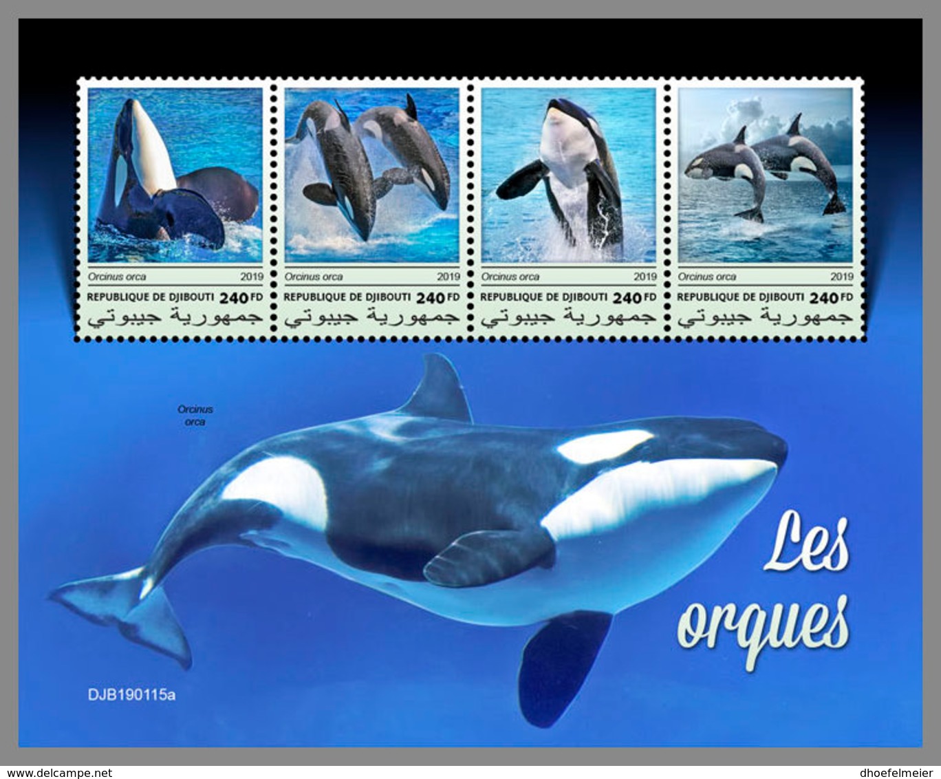 DJIBOUTI 2019 MNH Orcas M/S - IMPERFORATED - DH1914 - Baleines