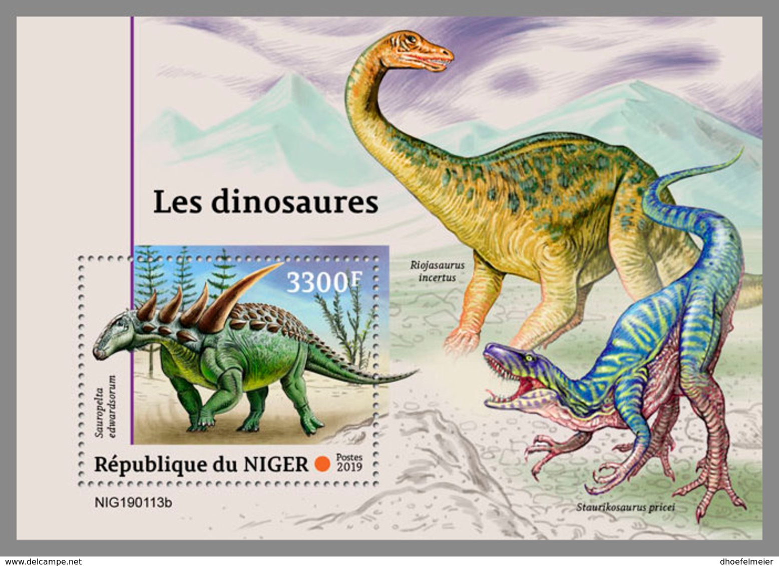 NIGER 2019 MNH Dinosaurs Dinosaurier Dinosaures S/S - OFFICIAL ISSUE - DH1914 - Prehistorics