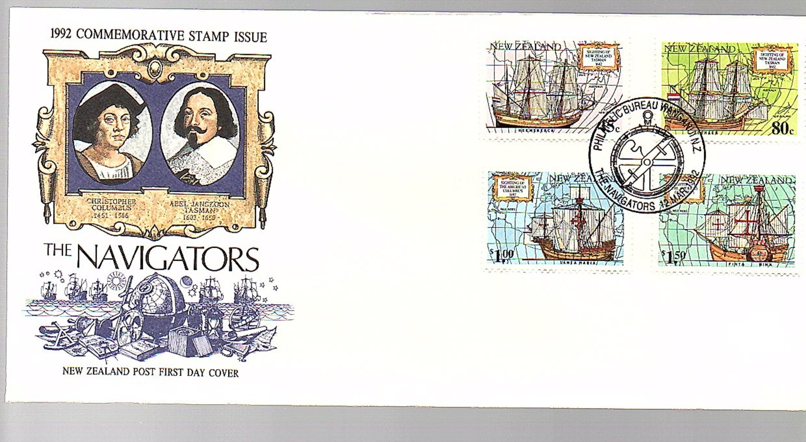 1992 Christopher Columbus Colombo Tasman On FDC (94) - FDC