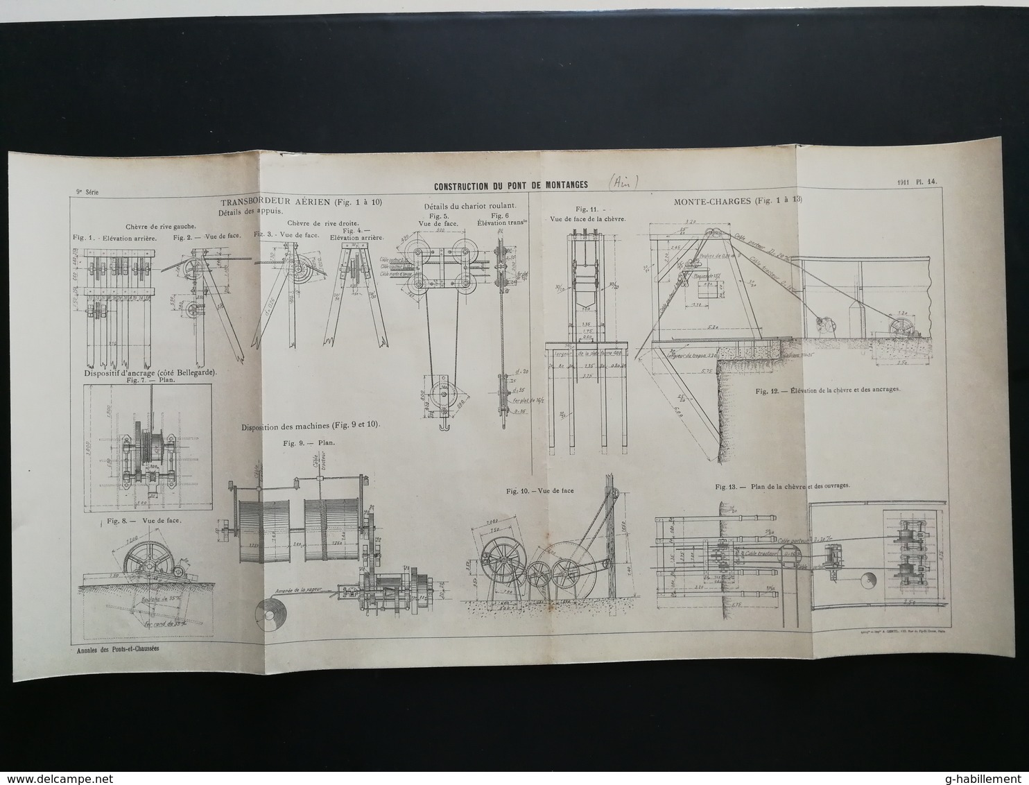 ANNALES PONTS Et CHAUSSEES (Dep01)- Plan De Construction Du Pont De Montanges - Imp.A Gentil 1911 (CLC25) - Travaux Publics